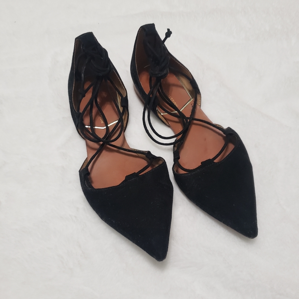 Zara Basic Collection Lace Up Pointy Toe Flats